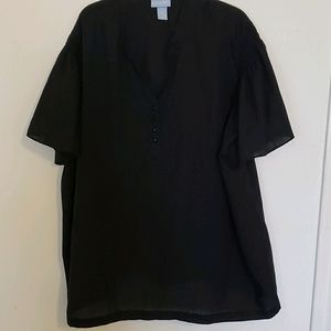 Liz & Me short sleeve black cotton blouse